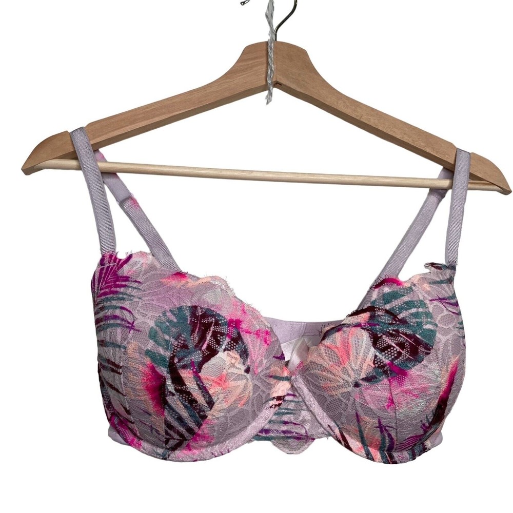 Victorias Secret PINK Date Lace Padded PushUp Racerback Bra Lilac Size 32DDD